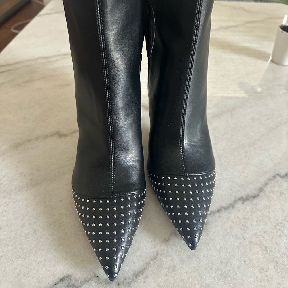 Nine West Black Studded Heeled Boots - Picture 2 of 4